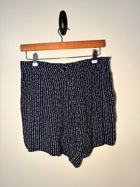Ett:twa Navy White Print Flowy Shorts Medium 5” Elastic Waist Anthropologie